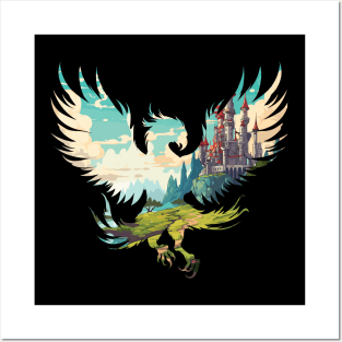 Griffin Silhouette - Fantasy Castle Design Posters and Art